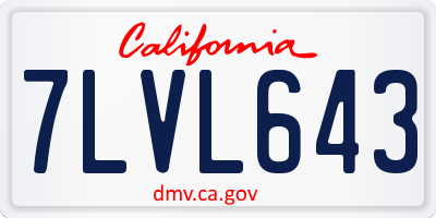 CA license plate 7LVL643