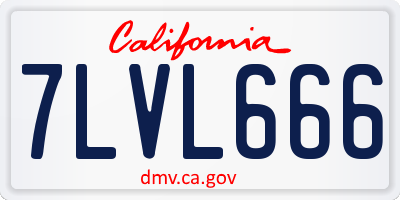 CA license plate 7LVL666