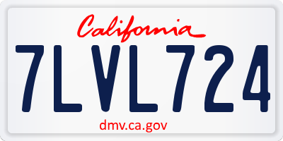 CA license plate 7LVL724