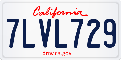 CA license plate 7LVL729