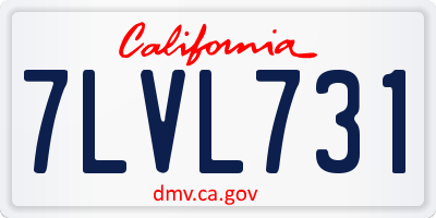 CA license plate 7LVL731