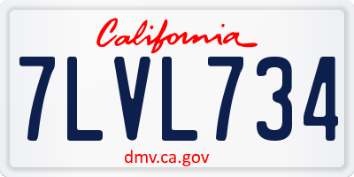CA license plate 7LVL734