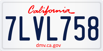 CA license plate 7LVL758