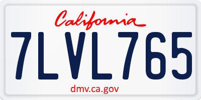 CA license plate 7LVL765
