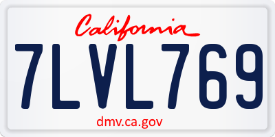 CA license plate 7LVL769
