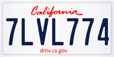 CA license plate 7LVL774