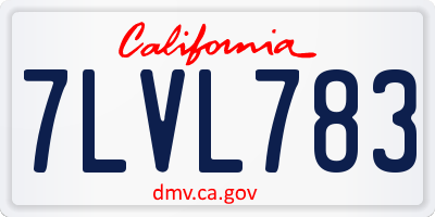 CA license plate 7LVL783