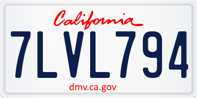 CA license plate 7LVL794
