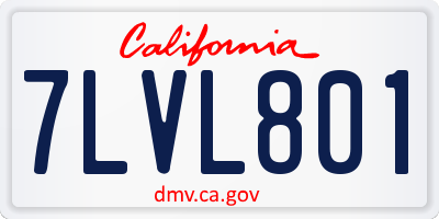 CA license plate 7LVL801