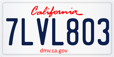 CA license plate 7LVL803