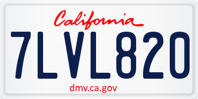 CA license plate 7LVL820