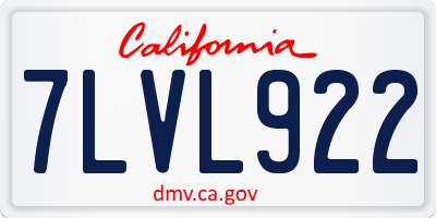 CA license plate 7LVL922