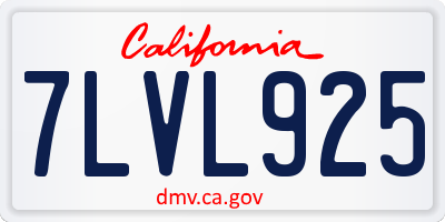 CA license plate 7LVL925