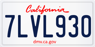 CA license plate 7LVL930