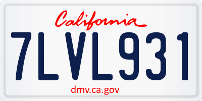 CA license plate 7LVL931