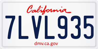 CA license plate 7LVL935
