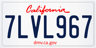 CA license plate 7LVL967
