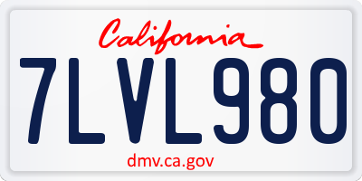 CA license plate 7LVL980
