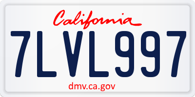 CA license plate 7LVL997