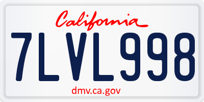 CA license plate 7LVL998