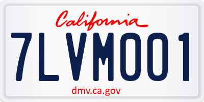CA license plate 7LVM001
