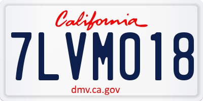 CA license plate 7LVM018