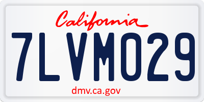 CA license plate 7LVM029