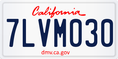 CA license plate 7LVM030