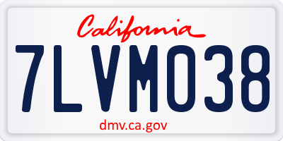 CA license plate 7LVM038