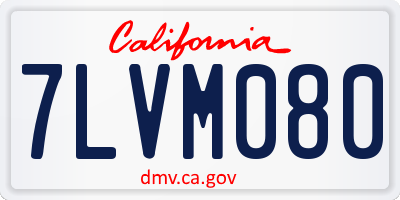 CA license plate 7LVM080