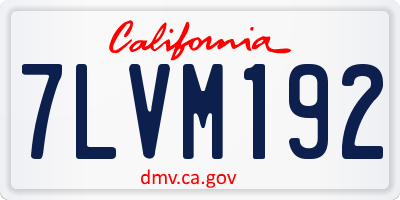 CA license plate 7LVM192