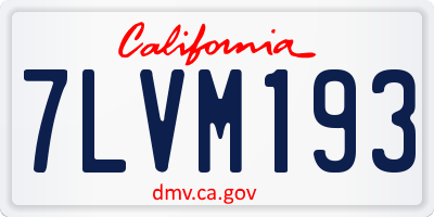 CA license plate 7LVM193