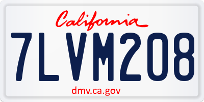 CA license plate 7LVM208