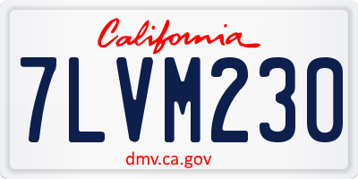 CA license plate 7LVM230