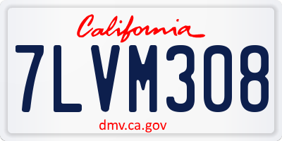 CA license plate 7LVM308