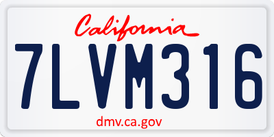 CA license plate 7LVM316