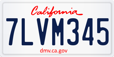 CA license plate 7LVM345