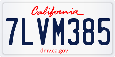 CA license plate 7LVM385