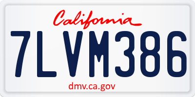 CA license plate 7LVM386