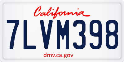 CA license plate 7LVM398