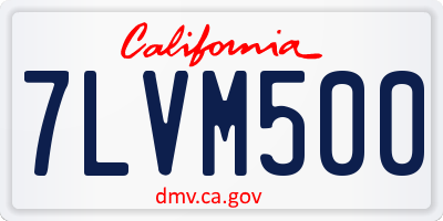CA license plate 7LVM500