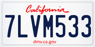 CA license plate 7LVM533