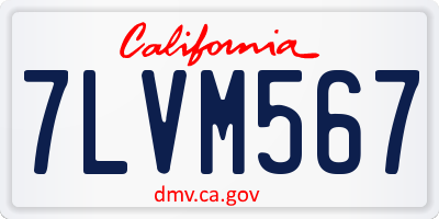 CA license plate 7LVM567