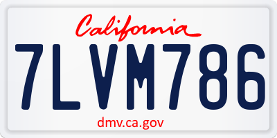 CA license plate 7LVM786