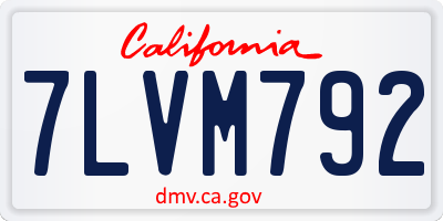 CA license plate 7LVM792