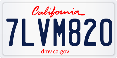 CA license plate 7LVM820