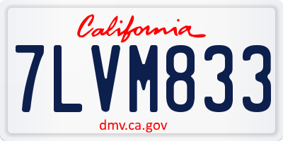 CA license plate 7LVM833