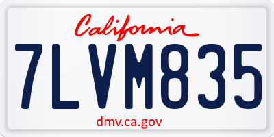 CA license plate 7LVM835