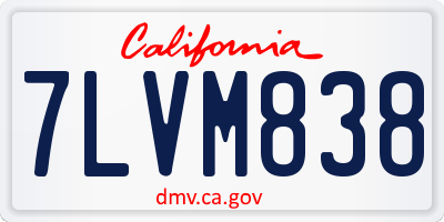 CA license plate 7LVM838