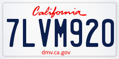 CA license plate 7LVM920